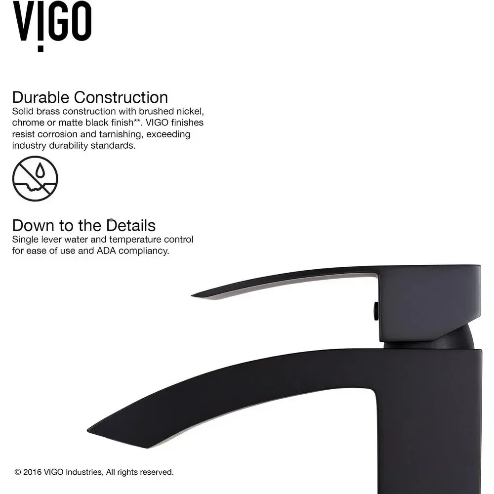 VIGO Satro 7'' H Single -Hole Bathroom Faucet in Matte Black-VG01015MB